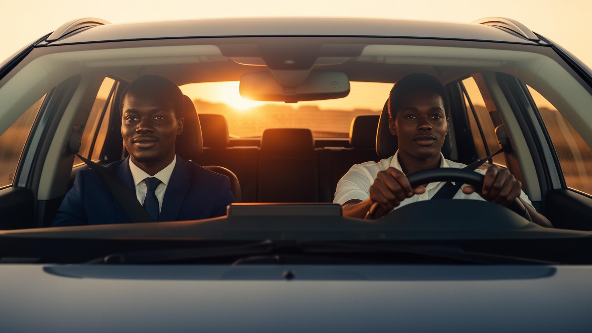 Driving lesson in dual-control car